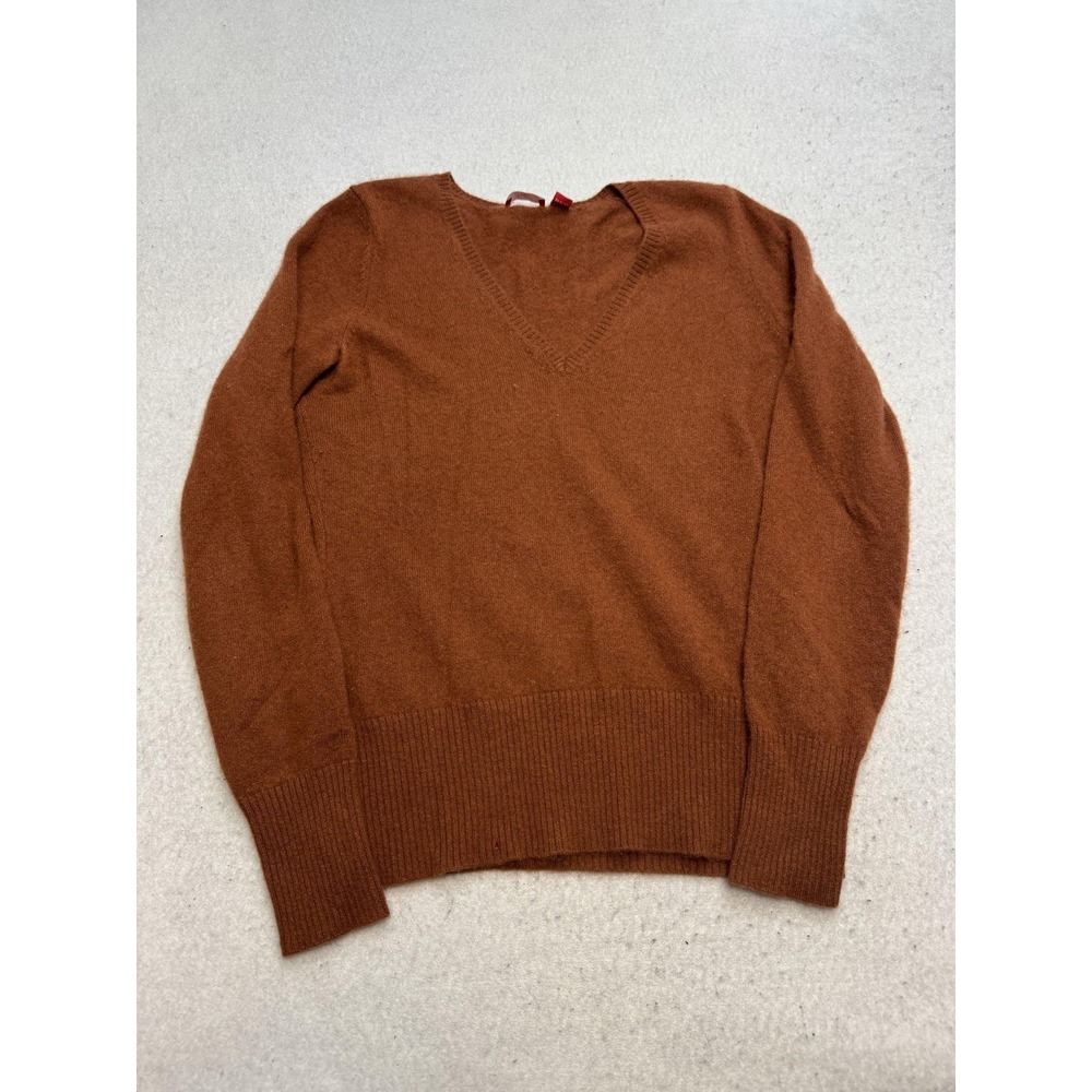 CeCe Sweater Women's Medium Brown 100% Cashmere V Neck Pullover Lightweight